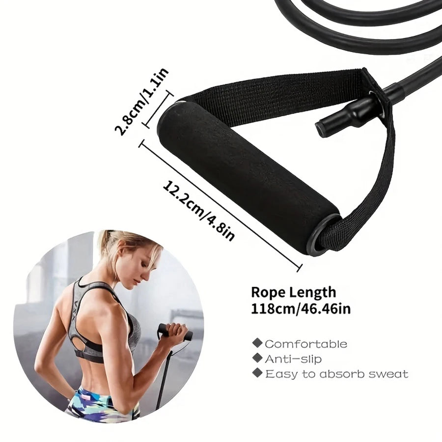 Premium Fitness Resistance Band Set With Handles, Ideal for Home Workouts and Strength Training—Yoga Fitness Equipment.
