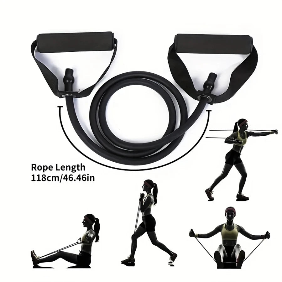 Premium Fitness Resistance Band Set With Handles, Ideal for Home Workouts and Strength Training—Yoga Fitness Equipment.
